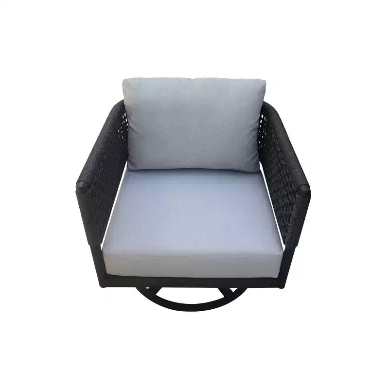 Chaise de patio pivotante et à bascule International Concepts, en corde d'abaca tressée, avec coussin