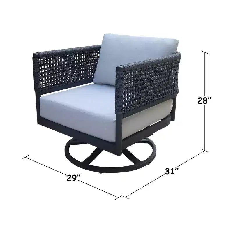 Chaise de patio pivotante et à bascule International Concepts, en corde d'abaca tressée, avec coussin
