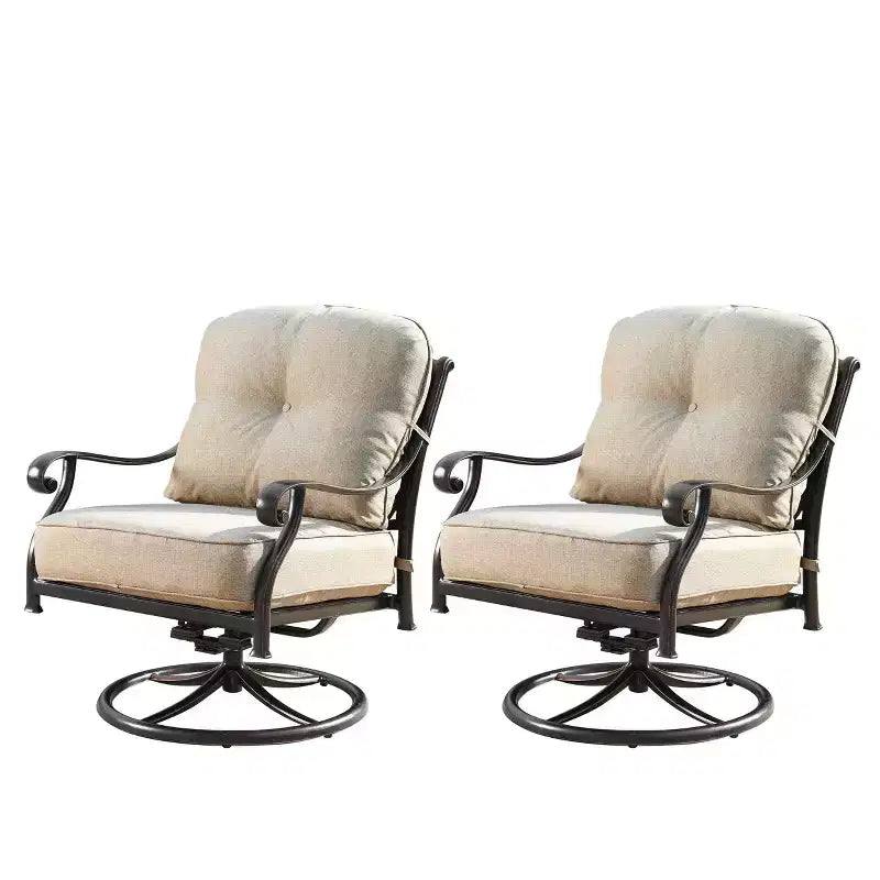 Lot de 2 chaises de club pivotantes et basculantes en aluminium pour l'extérieur : Résistantes aux intempéries et aux UV - Oakland Living