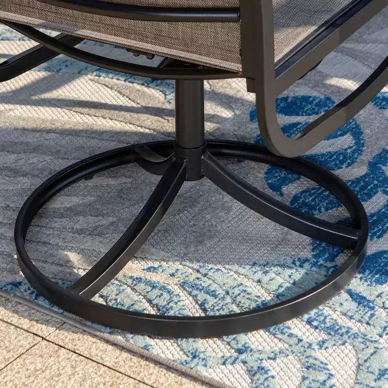 Ensemble de salle à manger d'extérieur 7 pièces Captiva Designs avec table rectangulaire avec trou pour parasol de 4 cm et chaises à accoudoirs en métal.