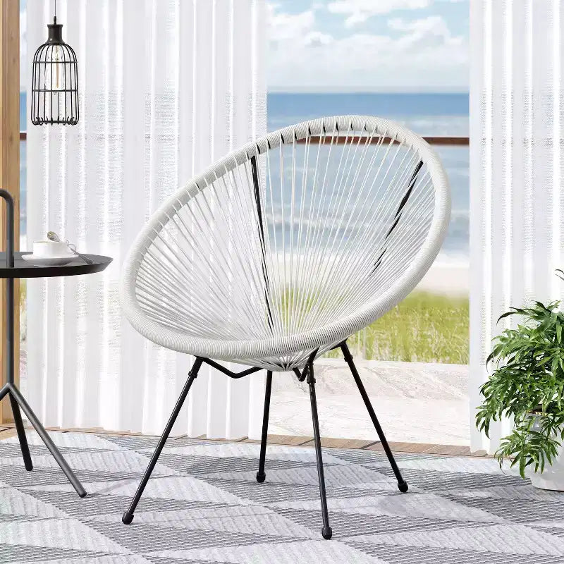 Christopher Knight Home Anson Fauteuil d'appoint Acapulco d'extérieur tressé Blanc/Noir