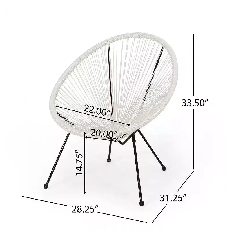 Christopher Knight Home Anson Fauteuil d'appoint Acapulco d'extérieur tressé Blanc/Noir