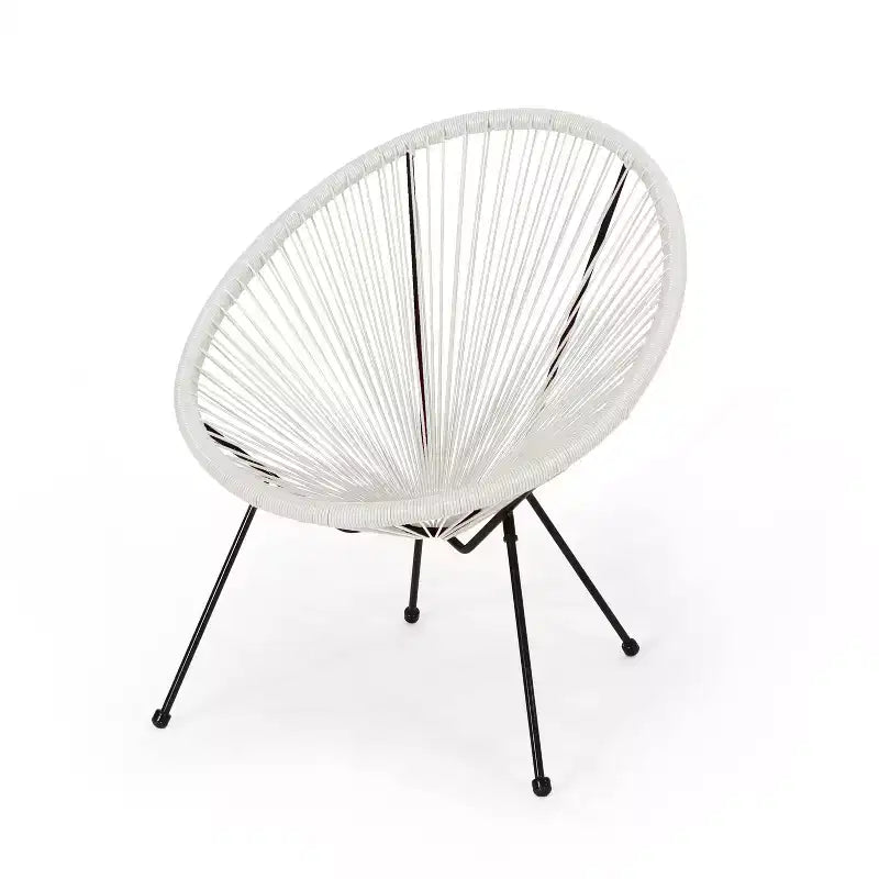 Christopher Knight Home Anson Fauteuil d'appoint Acapulco d'extérieur tressé Blanc/Noir