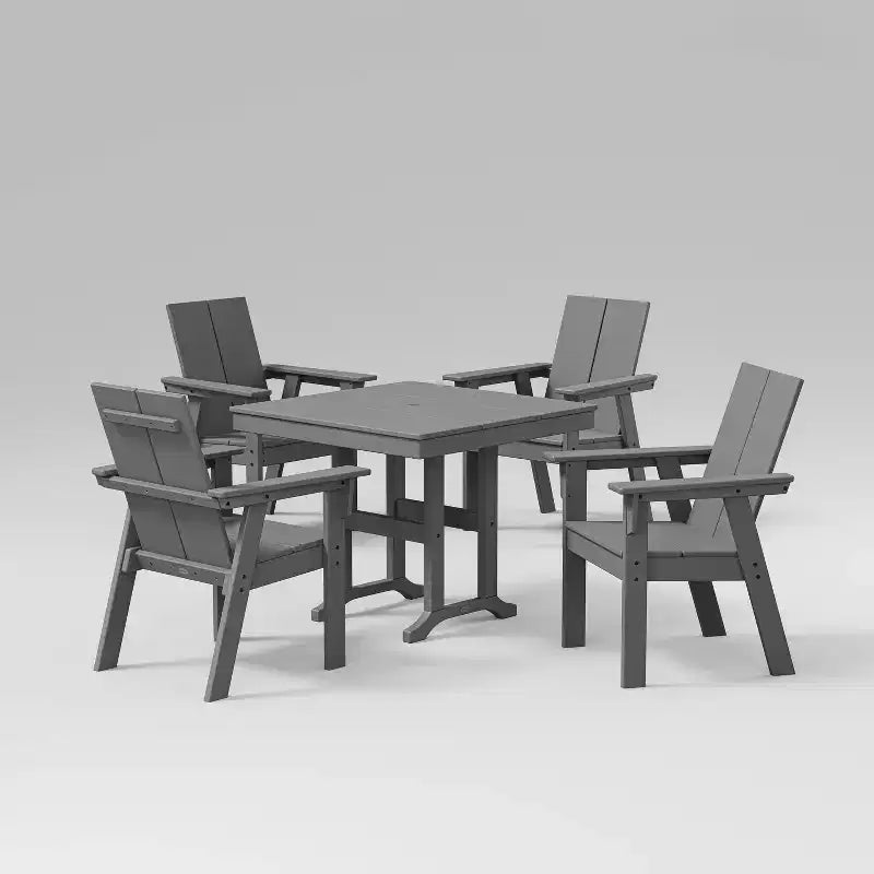 POLYWOOD Moore 5pc Outdoor Patio Dining Set Slate Gray
