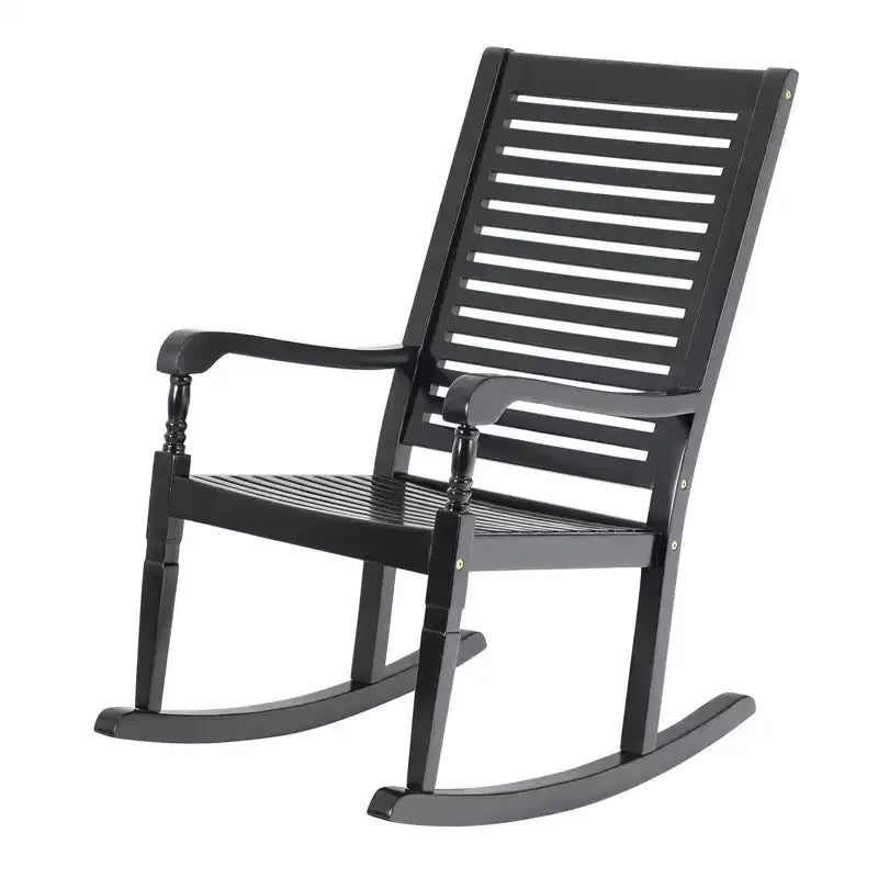 Fauteuil à bascule d'extérieur en bois d'acacia - Captiva Designs : Résistant aux UV et à l'eau, cadre thermolaqué, accoudoirs fixes
