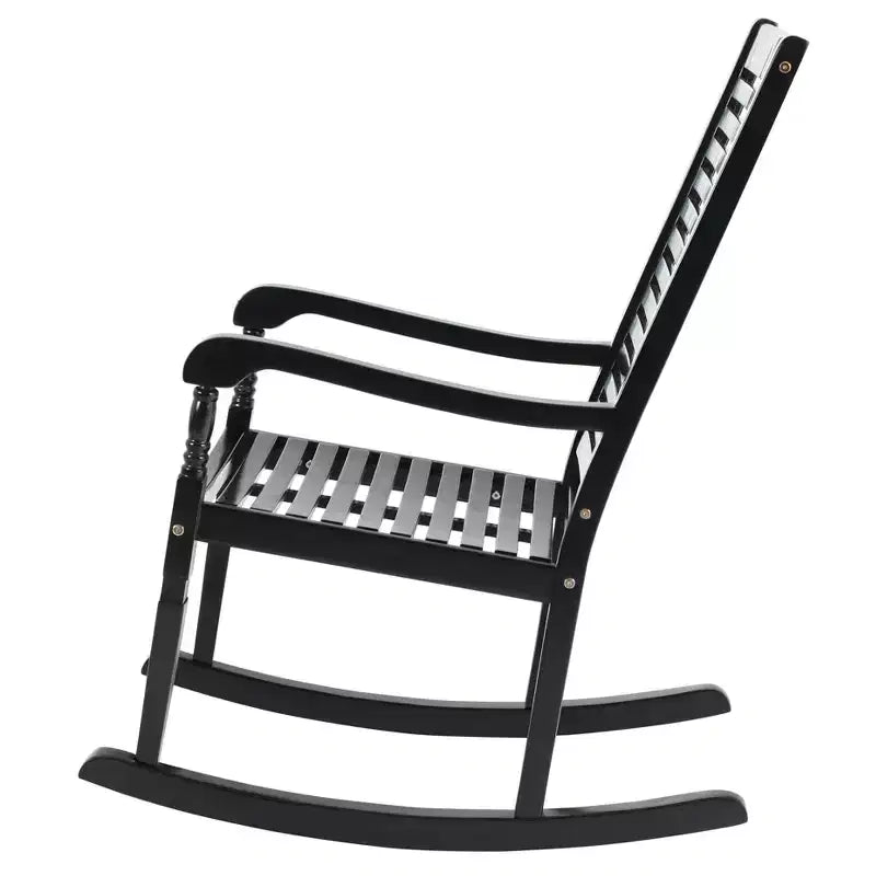 Fauteuil à bascule d'extérieur en bois d'acacia - Captiva Designs : Résistant aux UV et à l'eau, cadre thermolaqué, accoudoirs fixes