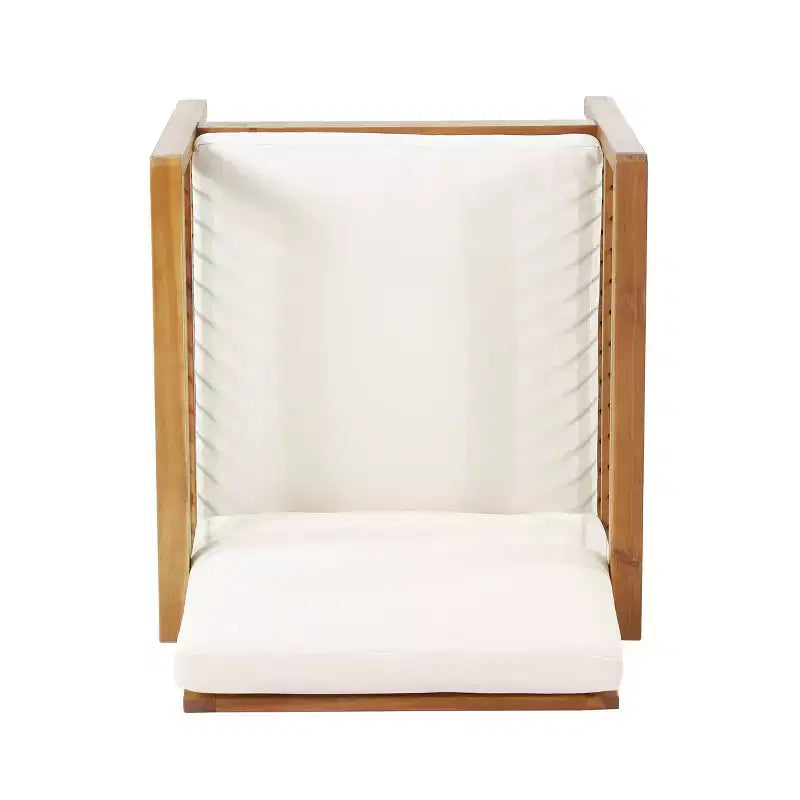 Lot de 2 fauteuils de jardin Elias en bois d'acacia avec coussins teck/beige - Christopher Knight Home : Résistant aux intempéries, protection UV, cadre en fer