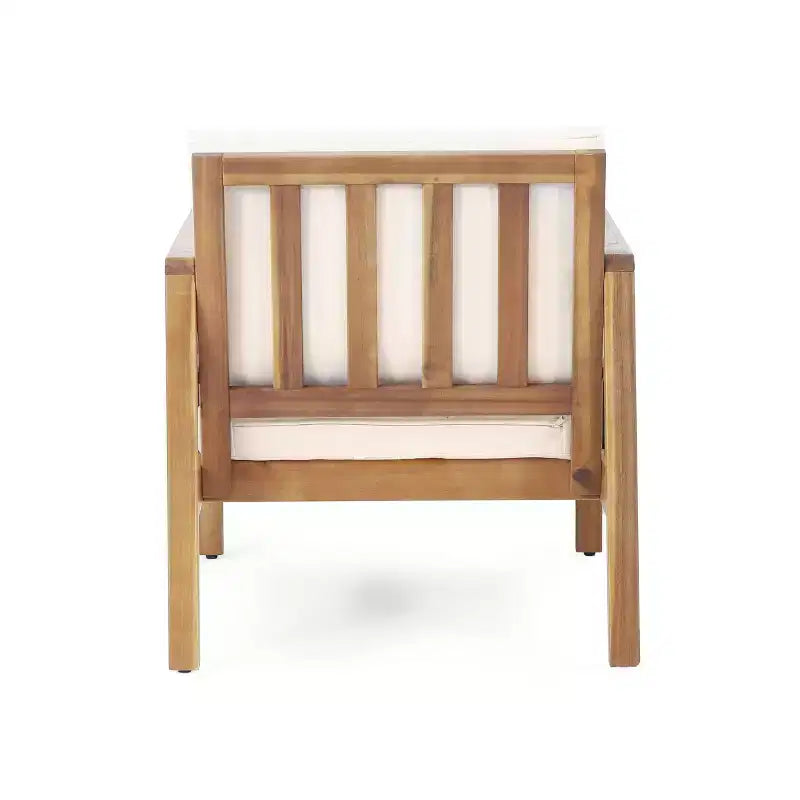 Lot de 2 fauteuils de jardin Elias en bois d'acacia avec coussins teck/beige - Christopher Knight Home : Résistant aux intempéries, protection UV, cadre en fer