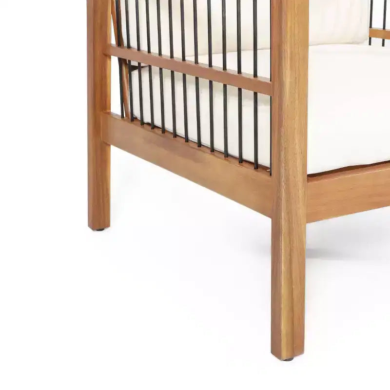 Lot de 2 fauteuils de jardin Elias en bois d'acacia avec coussins teck/beige - Christopher Knight Home : Résistant aux intempéries, protection UV, cadre en fer