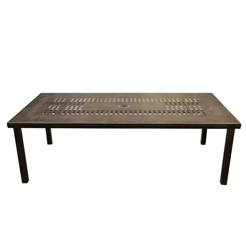 Ensemble de salle à manger d'extérieur moderne rectangulaire orné de 95 pouces en aluminium maillé avec quatre chaises - Noir - Oakland Living : Résistant aux UV, 8 places