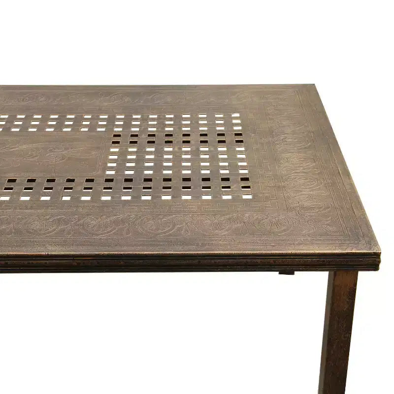 Ensemble de salle à manger d'extérieur moderne rectangulaire orné de 95 pouces en aluminium maillé avec quatre chaises - Noir - Oakland Living : Résistant aux UV, 8 places