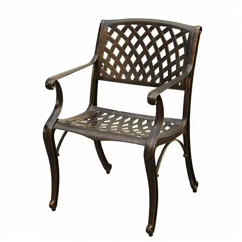 Ensemble de salle à manger d'extérieur moderne rectangulaire orné de 95 pouces en aluminium maillé avec quatre chaises - Noir - Oakland Living : Résistant aux UV, 8 places