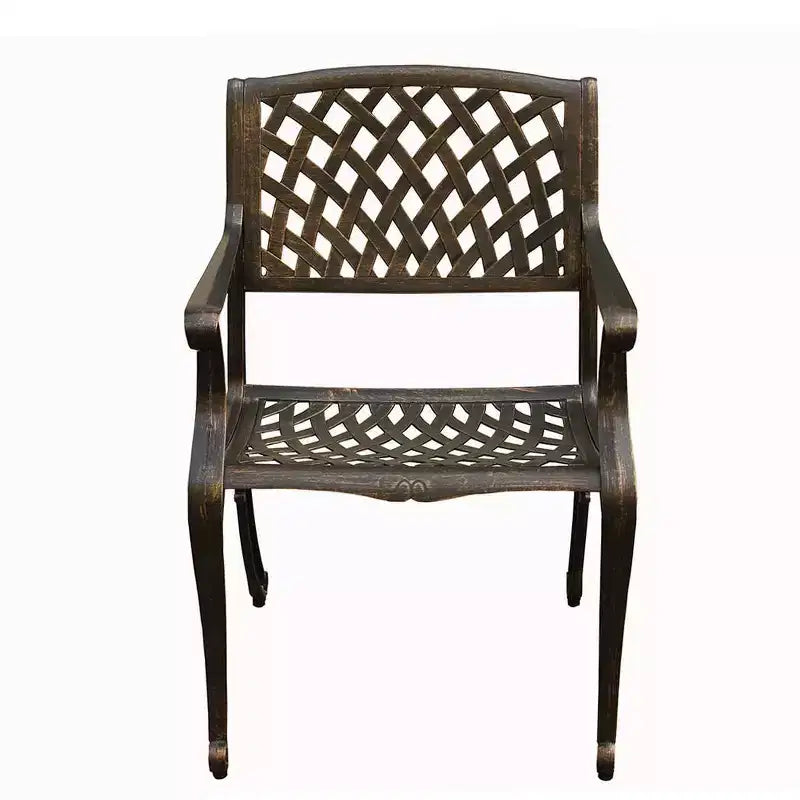 Ensemble de salle à manger d'extérieur moderne rectangulaire orné de 95 pouces en aluminium maillé avec quatre chaises - Noir - Oakland Living : Résistant aux UV, 8 places