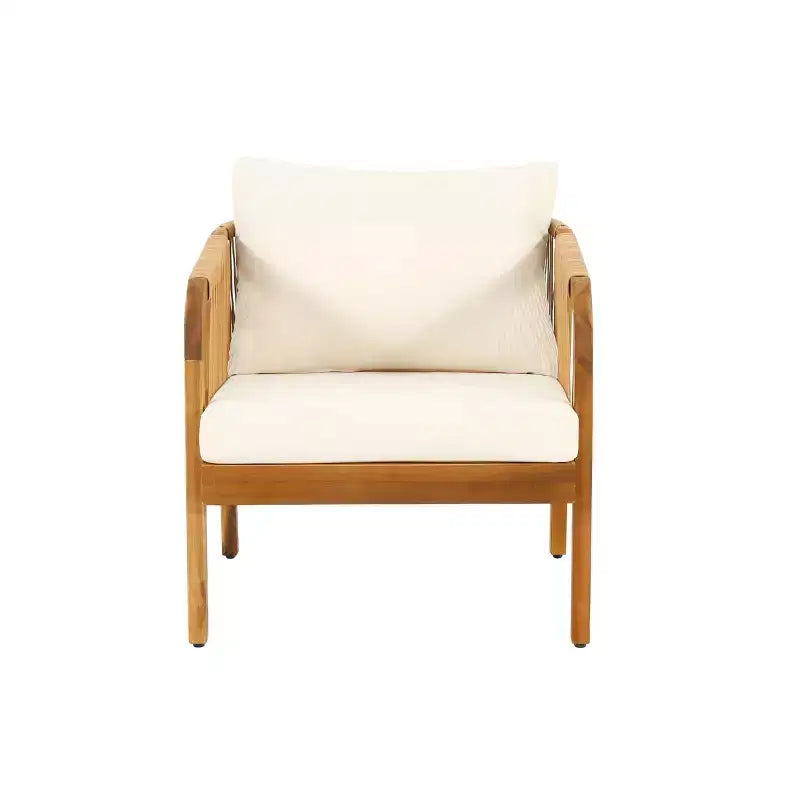Christopher Knight Home Jabe Outdoor Acacia Wood and Wicker Club Chair with Cushions