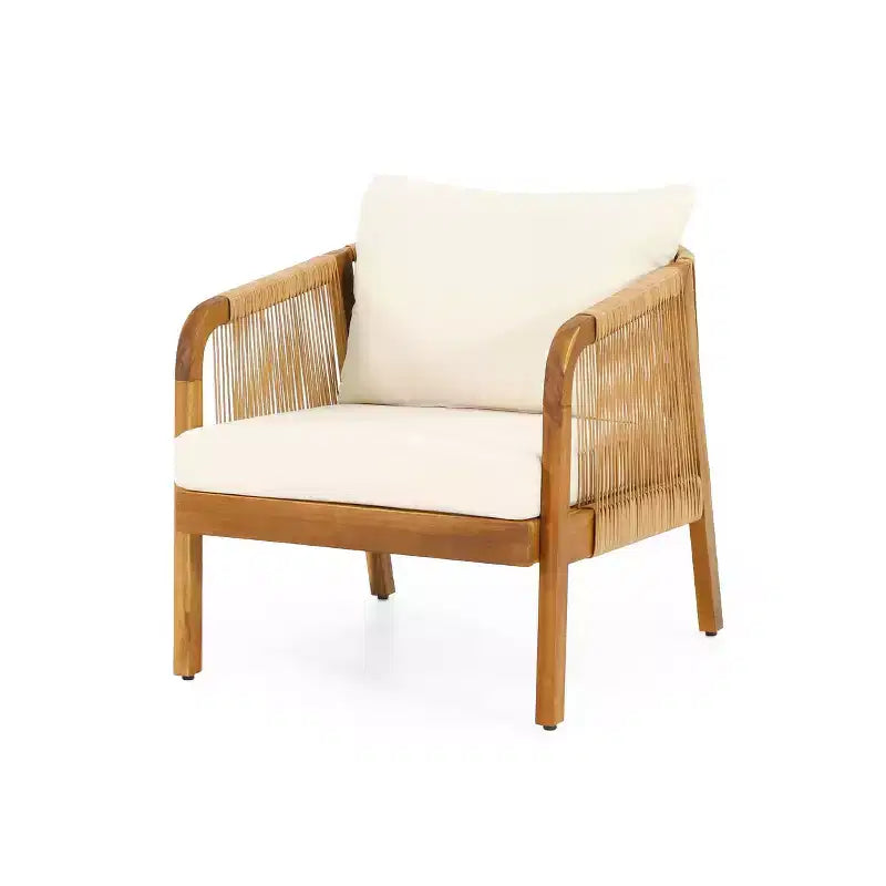 Chaise de club d'extérieur Christopher Knight Home Jabe en bois d'acacia et osier avec coussins