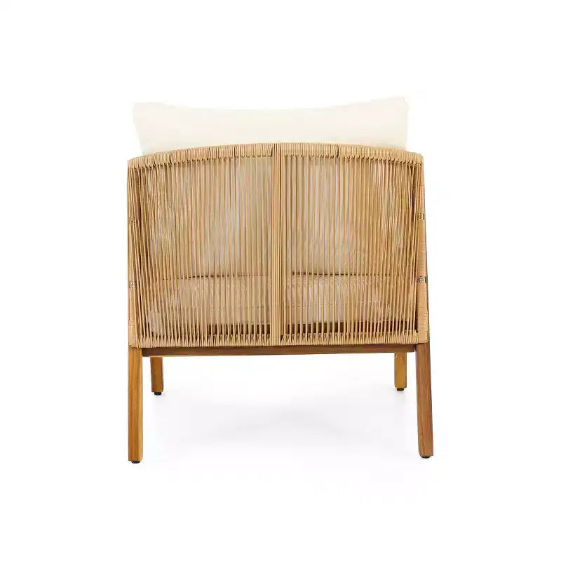 Chaise de club d'extérieur Christopher Knight Home Jabe en bois d'acacia et osier avec coussins