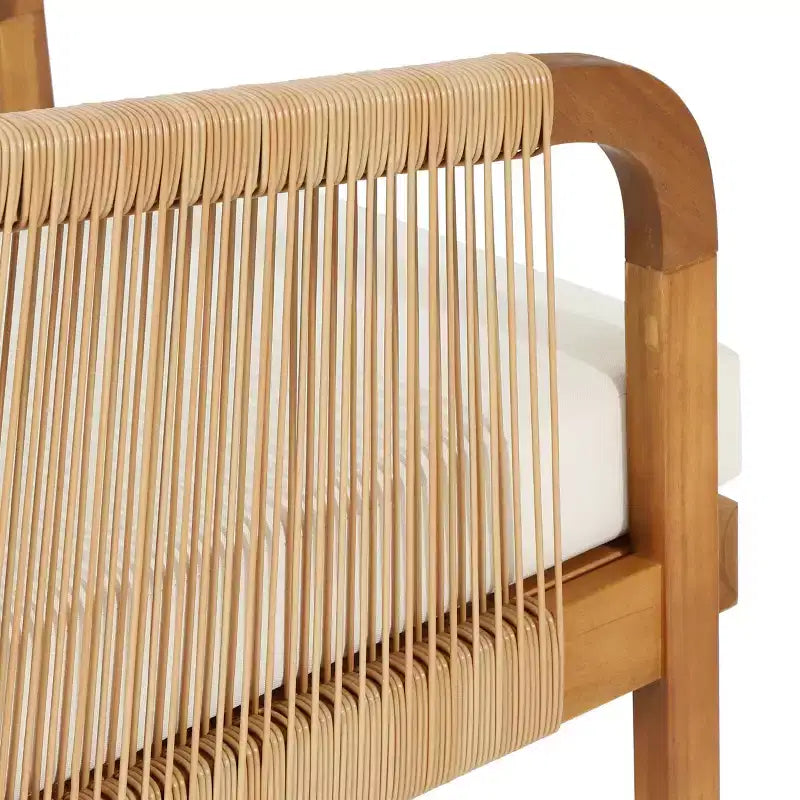 Chaise de club d'extérieur Christopher Knight Home Jabe en bois d'acacia et osier avec coussins