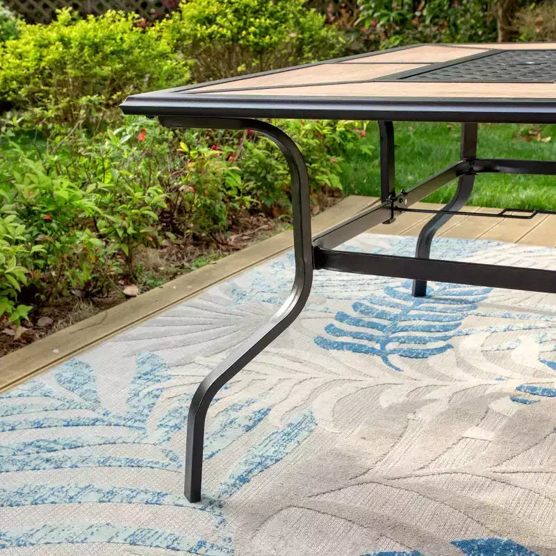 Ensemble de salle à manger de patio 7 pièces avec table en faux acier et chaises pivotantes à 360° avec accoudoirs – Captiva Designs : Mobilier d'extérieur résistant aux intempéries