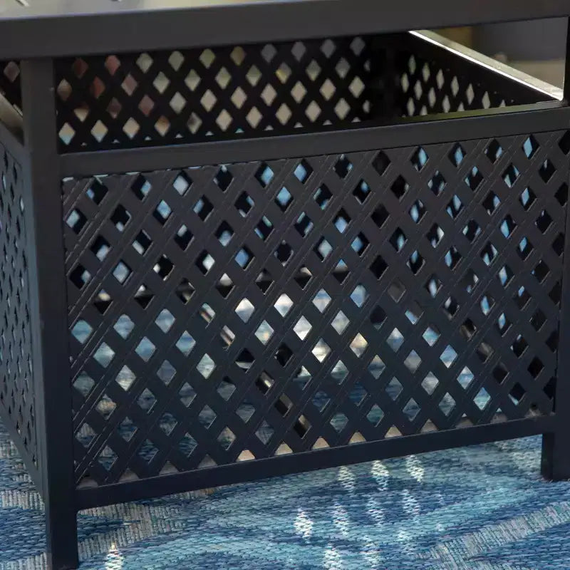 Ensemble de salle à manger 3 pièces pour patio avec petite table carrée avec trou pour parasol et chaises rembourrées à bras pivotantes à 360° - Captiva Designs