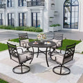 5pc Outdoor Dining Set: Swivel Chairs, Round Table, Umbrella Hole - Captiva Designs