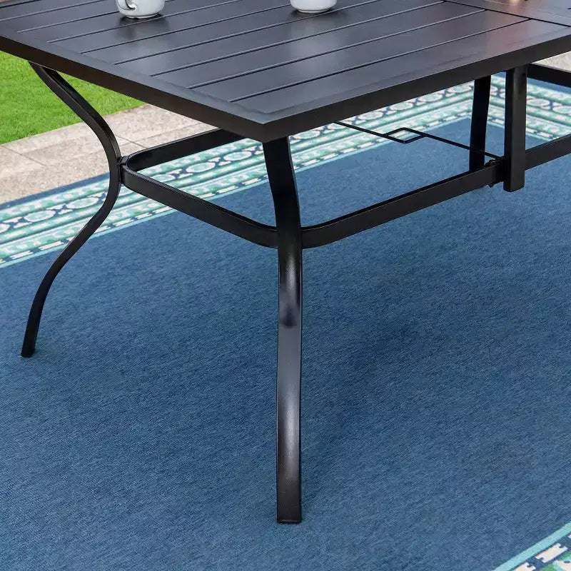 Ensemble de salle à manger d'extérieur 7 pièces Captiva Designs avec 2 fauteuils pivotants et table en métal avec trou pour parasol : ensemble de salle à manger de patio résistant aux intempéries et à la décoloration