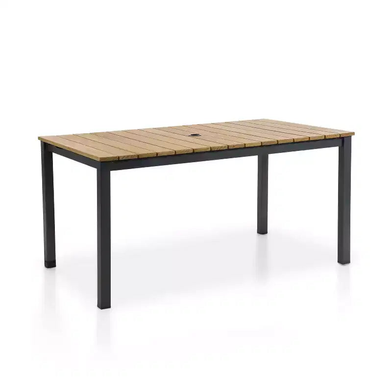 Ensemble de salle à manger extérieur Greemotion Mackay 5 pièces en bois de teck : Résistant aux UV, aux intempéries, cadre en aluminium