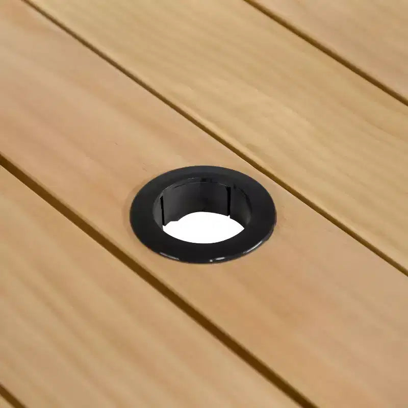 Ensemble de salle à manger extérieur Greemotion Mackay 5 pièces en bois de teck : Résistant aux UV, aux intempéries, cadre en aluminium