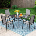 5pc Outdoor Dining Set with Sling Chairs & Square Powder Coated Aluminum Table - Captiva Designs: Weather-Resistant Patio Set