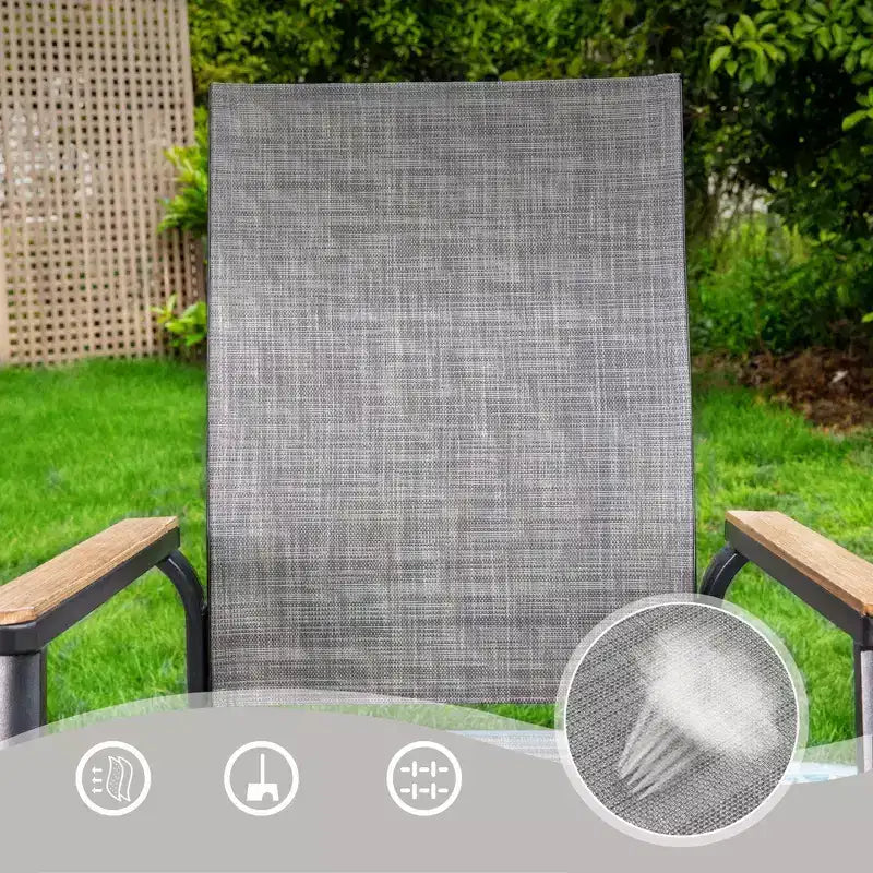 Ensemble repas de jardin 5 pièces avec chaises en toile de fronde et table carrée en aluminium thermolaqué - Captiva Designs : Ensemble de patio résistant aux intempéries