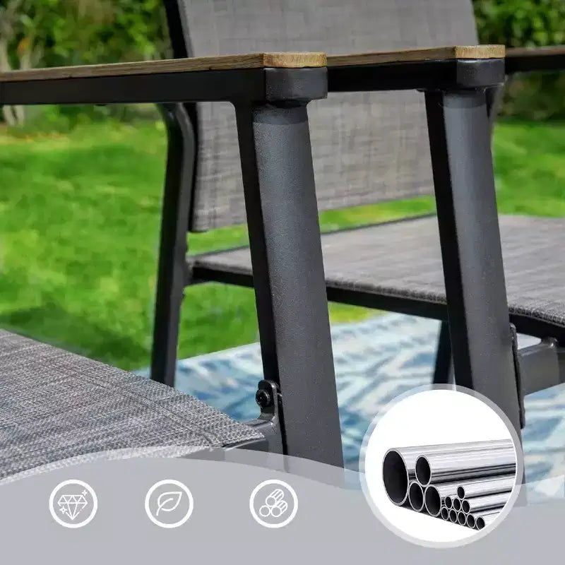 Ensemble repas de jardin 5 pièces avec chaises en toile de fronde et table carrée en aluminium thermolaqué - Captiva Designs : Ensemble de patio résistant aux intempéries