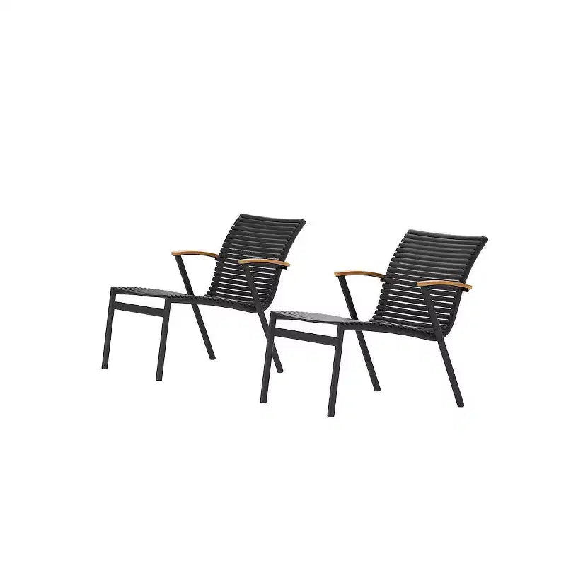 Amazonia 2pc Zanzibar Outdoor Patio Accent Chair: Teak & Cast Aluminum, No Assembly Required