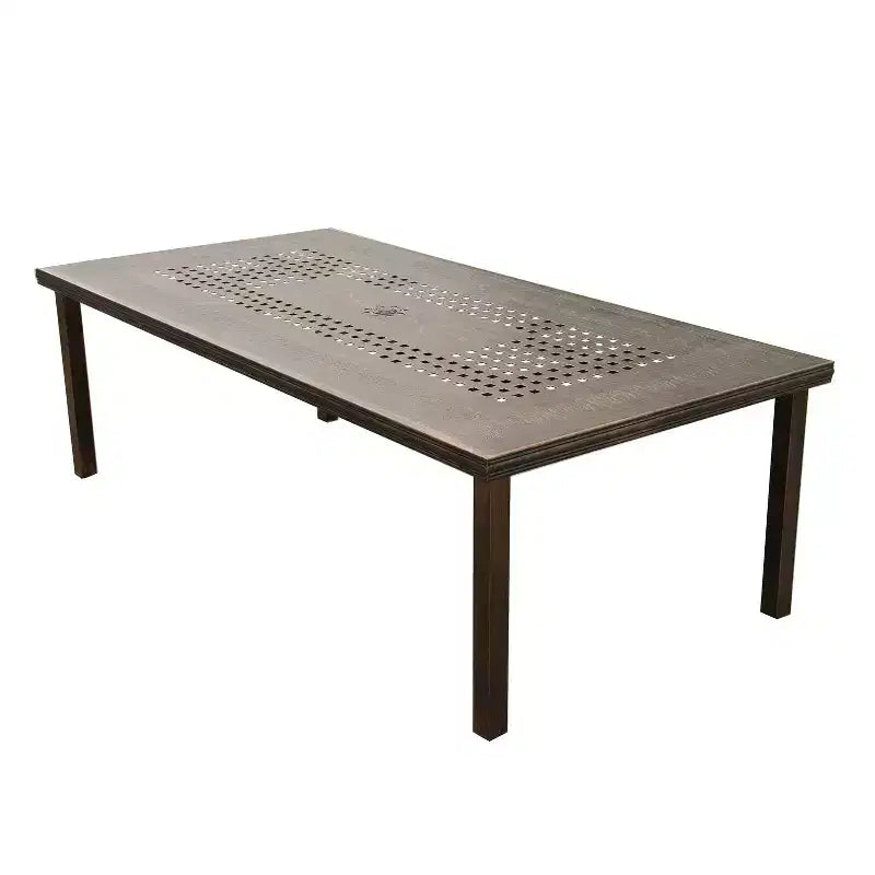 Ensemble de salle à manger d'extérieur moderne en treillis aluminium, rectangulaire, 241 cm, avec 8 fauteuils - Noir - Oakland Living
