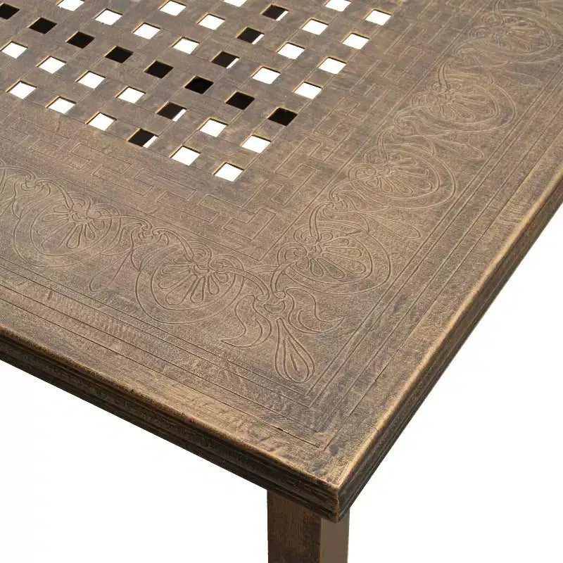 Ensemble de salle à manger d'extérieur moderne en treillis aluminium, rectangulaire, 241 cm, avec 8 fauteuils - Noir - Oakland Living