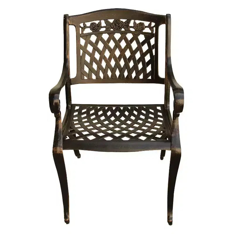 Ensemble de salle à manger d'extérieur moderne en treillis aluminium, rectangulaire, 241 cm, avec 8 fauteuils - Noir - Oakland Living