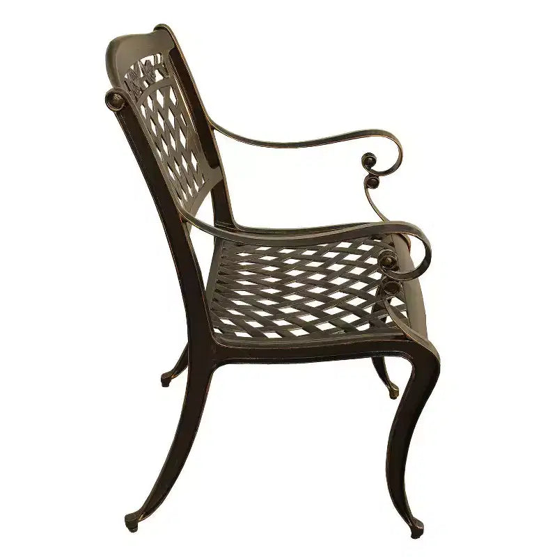 Ensemble de salle à manger d'extérieur moderne en treillis aluminium, rectangulaire, 241 cm, avec 8 fauteuils - Noir - Oakland Living