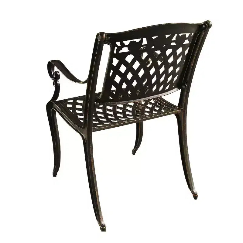 Ensemble de salle à manger d'extérieur moderne en treillis aluminium, rectangulaire, 241 cm, avec 8 fauteuils - Noir - Oakland Living