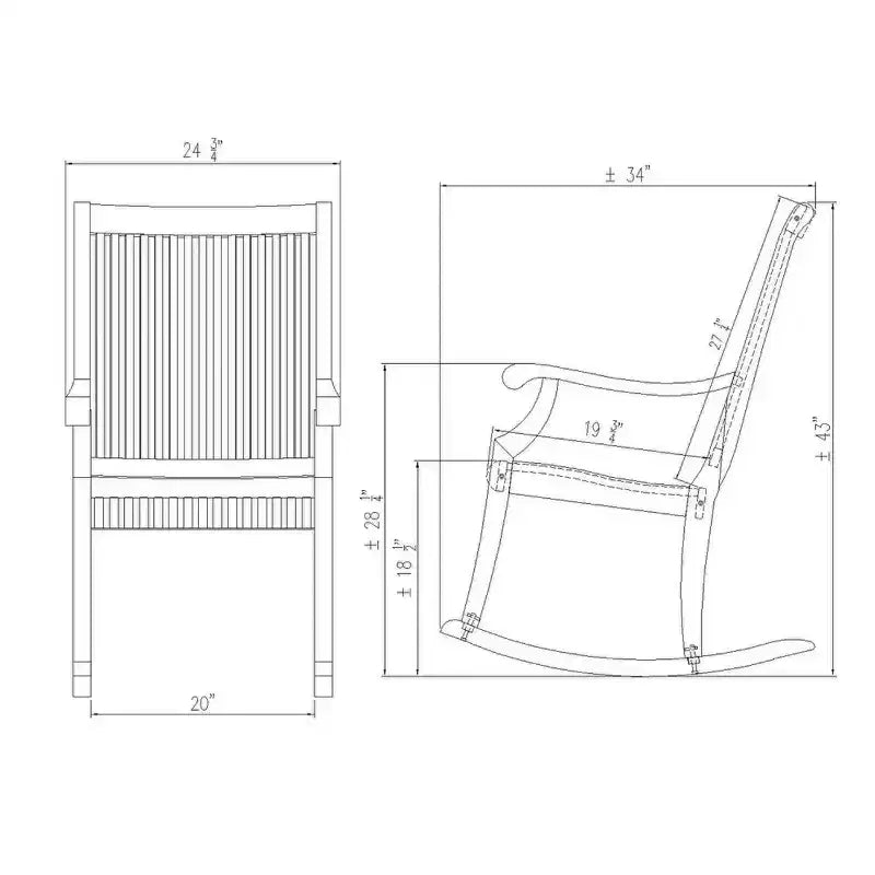 Fauteuil à bascule d'extérieur en teck Sonoma Lane Rockport - Résistant aux intempéries, capacité de 113 kg