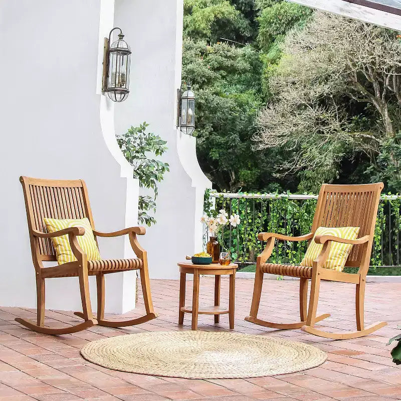 Fauteuil à bascule d'extérieur en teck Sonoma Lane Rockport - Résistant aux intempéries, capacité de 113 kg