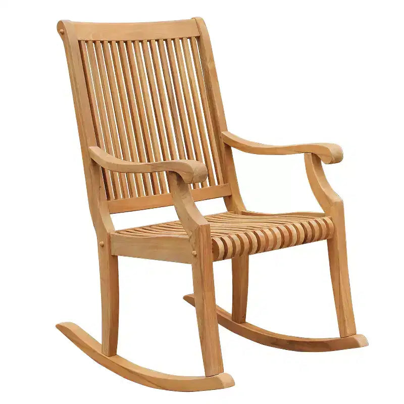 Fauteuil à bascule d'extérieur en teck Sonoma Lane Rockport - Résistant aux intempéries, capacité de 113 kg