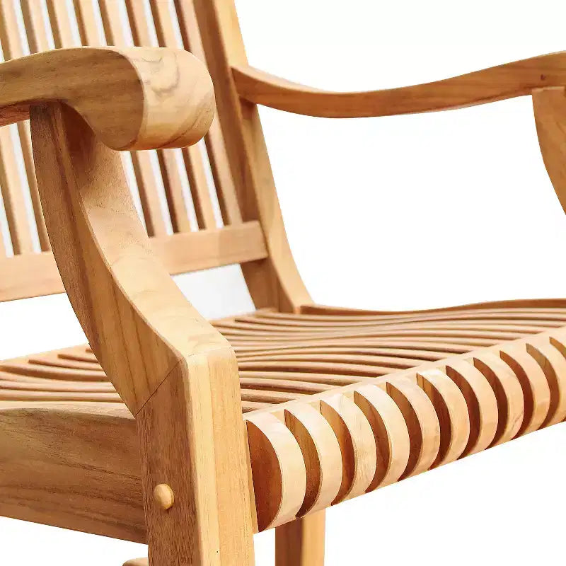 Fauteuil à bascule d'extérieur en teck Sonoma Lane Rockport - Résistant aux intempéries, capacité de 113 kg