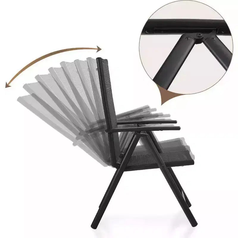 Ensemble de salle à manger de patio 5 pièces avec table ronde et chaises pliantes - Captiva Designs : Aluminium résistant aux intempéries