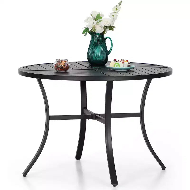 Ensemble de salle à manger de patio 5 pièces avec table ronde et chaises pliantes - Captiva Designs : Aluminium résistant aux intempéries