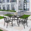 5pc Patio Dining Set with Round Table & Sling Seat Steel Frame Chairs - Captiva Designs: Outdoor Furniture for Four