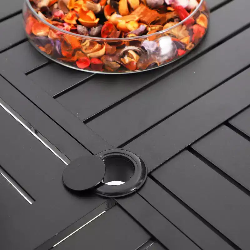 Ensemble de salle à manger 5 pièces pour terrasse avec table ronde et chaises à cadre en acier avec assise en toile – Captiva Designs : Mobilier d'extérieur pour quatre