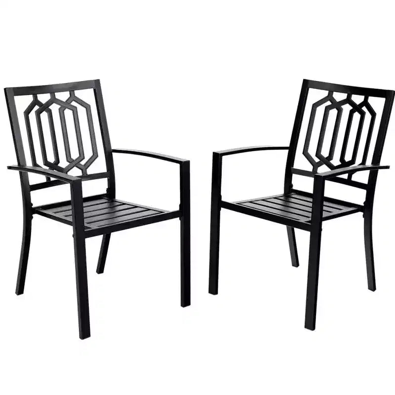 Ensemble de salle à manger 5 pièces pour terrasse avec table ronde et chaises à cadre en acier avec assise en toile – Captiva Designs : Mobilier d'extérieur pour quatre
