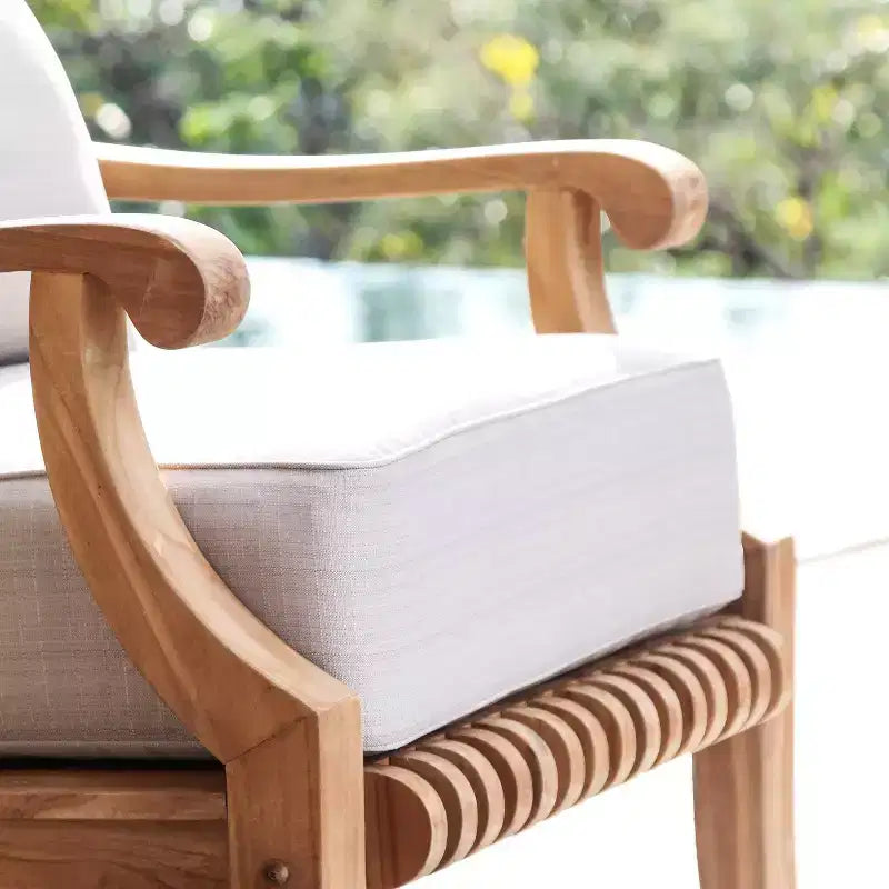 Fauteuil de jardin Sonoma Lane Rockport en bois de teck avec coussins zippés beiges - Résistant aux intempéries