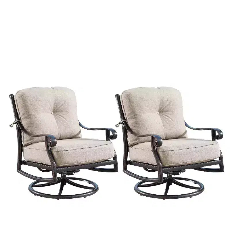 2pk Aluminum Outdoor Deep Seating Swivel Rocking Club Chairs with Cushions - Copper/Tan - Oakland Living