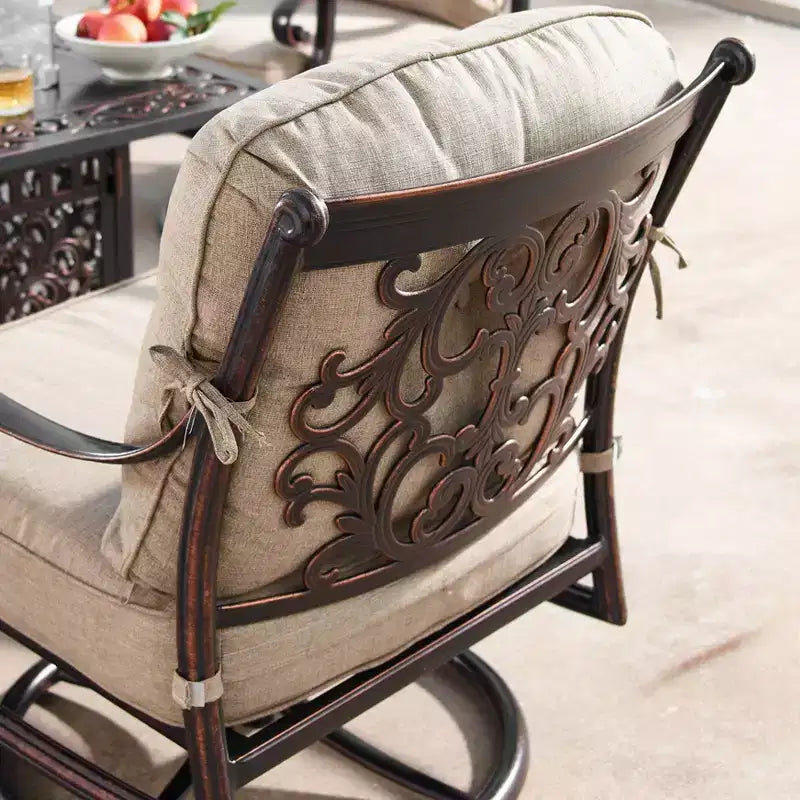 Ensemble de 2 Fauteuils Club Pivotants et Basculants d'Extérieur en Aluminium avec Coussins - Cuivre/Havane - Oakland Living