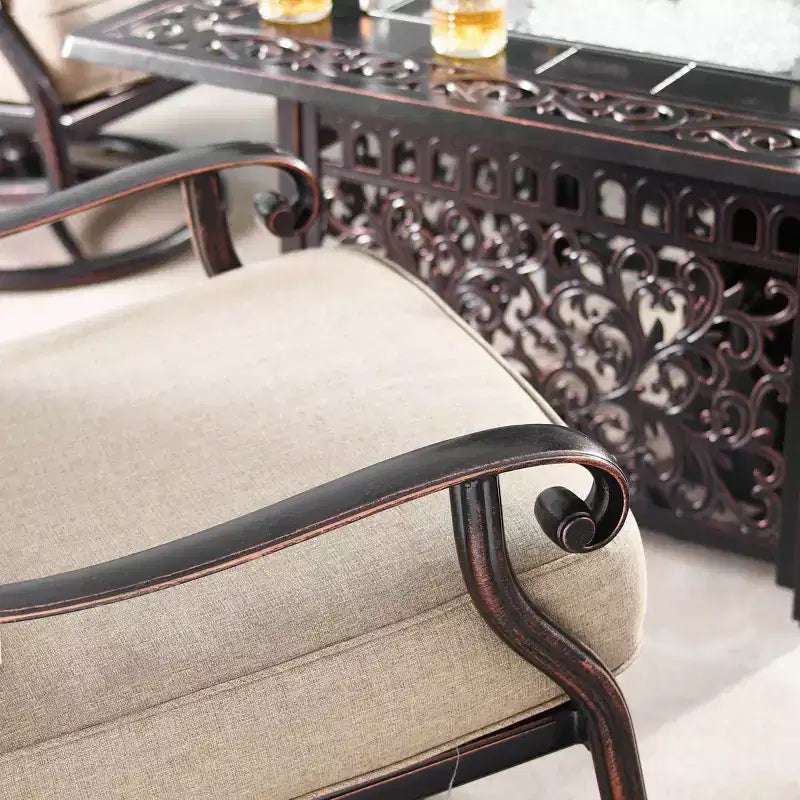 Ensemble de 2 Fauteuils Club Pivotants et Basculants d'Extérieur en Aluminium avec Coussins - Cuivre/Havane - Oakland Living