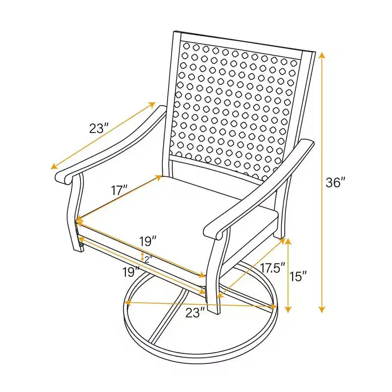 Ensemble de repas extérieur 5 pièces avec chaises pivotantes et coussins et table ronde en métal avec trou pour parasol - Noir - Captiva Designs